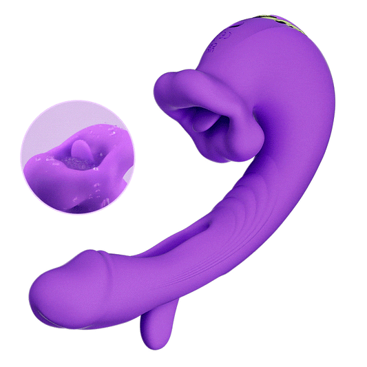 Vibromasseur point G 3 en 1 amélioré en forme de bouche pour flotter, mordre et lécher la langue