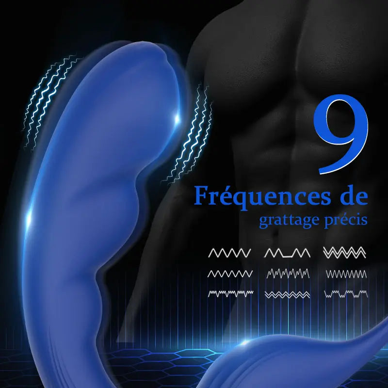 Blue Wing double anneau pénien masseur de prostate 9 vibrations Acmejoy