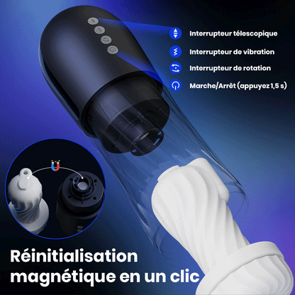 ROCKET Masturbateur  3 Rotation 5 Vibration+Va-et-Viens  chauffant