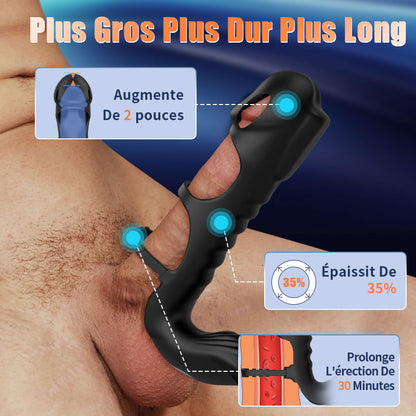 Lucifer - Manchon pénien vibrant à double moteur et vibromasseur 2-en-1 Jouet pour adultes