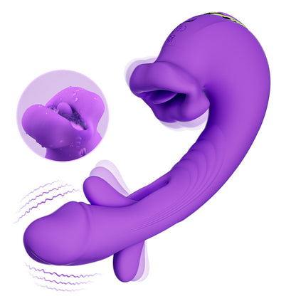 Vibromasseur point G 3 en 1 amélioré en forme de bouche pour flotter, mordre et lécher la langue