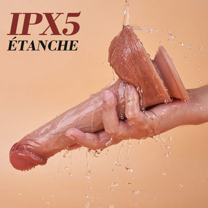 Dildo réaliste avec des vibrations de poussée plus longues et chauffantes, 10,04 pouces