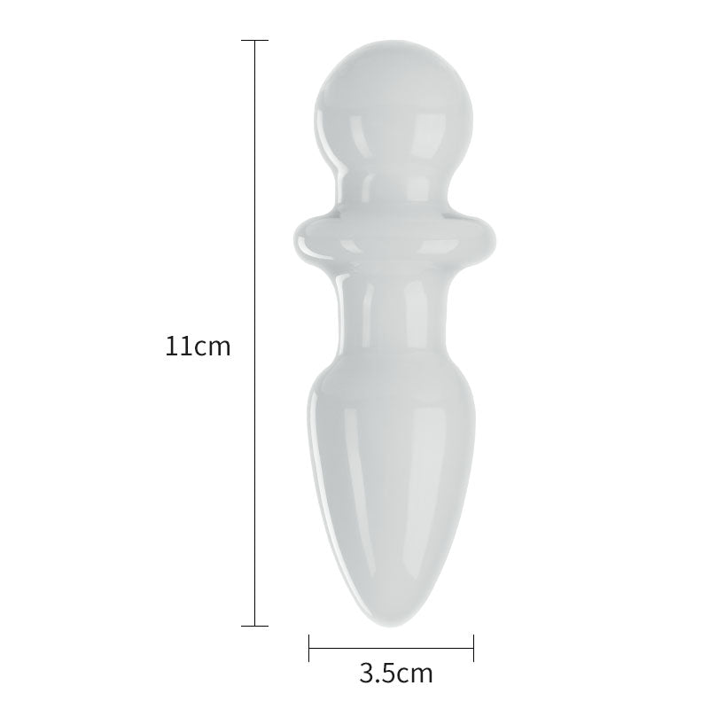 Plug anal en verre Jade blanc Moyen