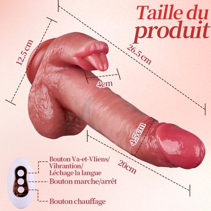 Gode réaliste à bascule et à poussée chauffante de 26,5 cm de plus mis à niveau