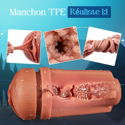 Challenger - Masturbateur masculin à 5 niveaux d’aspiration et 10 modes de vibration, vitesse réglable, manchon réaliste en TPE, étanche IPX7