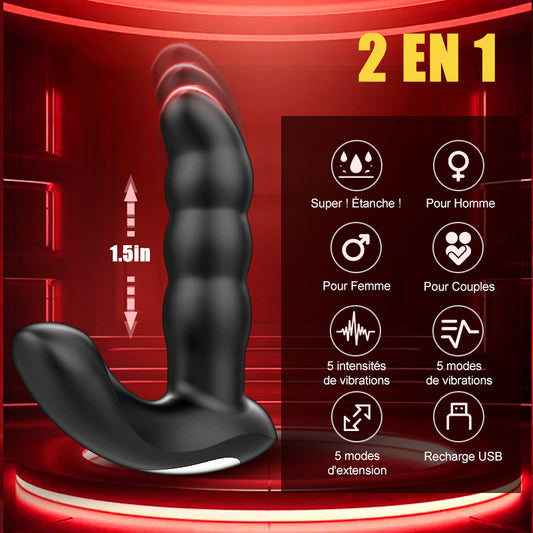 Maître de l'Orgasme - 5 poussée, 10 Vibrations, Plug Anal Entièrement Étanche