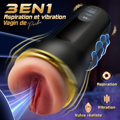5 Succion 10 Vibration Entrée Vaginale Simulée Masturbateur Cup