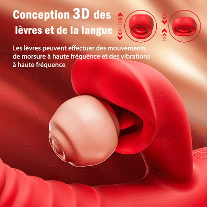 Vibromasseur point G 4 en 1, stimulation clitoridienne par morsure de lèvres, jouets sexuels pour femmes et couples