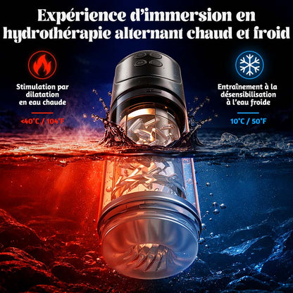 Vortex - Masturbateur à 7 modes d’aspiration et 7 rotations – Sensation réaliste 3D étanche avec pompe à vide spa eau chaude & froide