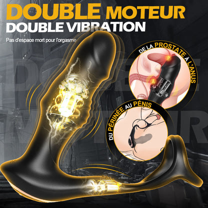 Masseur de prostate 9 Vibration & 9 va-et-vient de billes & 9 tapotements avec cockring
