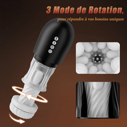 ROCKET Masturbateur  3 Rotation 5 Vibration+Va-et-Viens  chauffant
