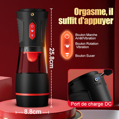 Kiss Mark - Masturbateur masculin avec écouteurs, 9 vibrations, 9 succions, 9 rotations