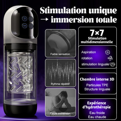 Vortex - Masturbateur à 7 modes d’aspiration et 7 rotations – Sensation réaliste 3D étanche avec pompe à vide spa eau chaude & froide
