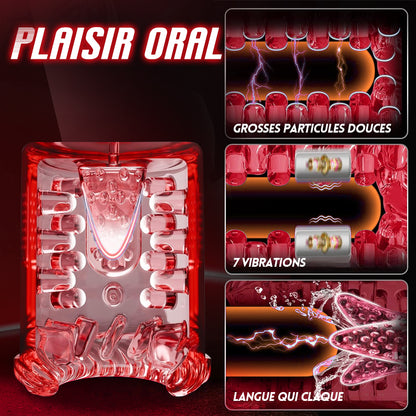 Cinder – Stroker de fellation à poussée, rotation, aspiration, vibration et léchage, contrôlé par application