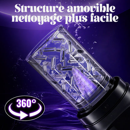 Vortex - Masturbateur à 7 modes d’aspiration et 7 rotations – Sensation réaliste 3D étanche avec pompe à vide spa eau chaude & froide