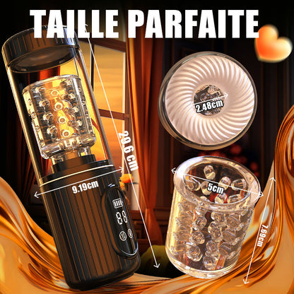 Aisia -3 en 1 Masturbateur pour sexe oral 4 aspirations 5 modes de poussée rotatifs