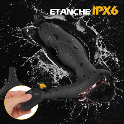 Masseur de prostate 9 Vibration & 9 va-et-vient de billes & 9 tapotements avec cockring