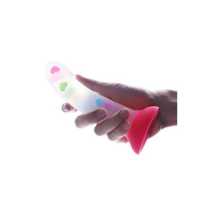 Gode transparent fluo avec coeurs colorés et ventouse 18cm Acmejoy