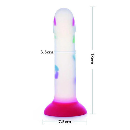 Gode transparent fluo avec coeurs colorés et ventouse 18cm Acmejoy