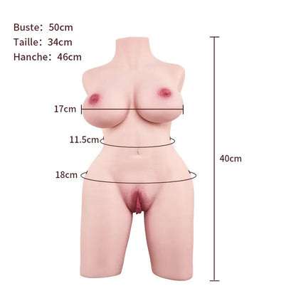 Poupée Sexuelle Réaliste Lèvres de Vulve Rose Anal Double Canal 3.9KG Acmejoy-Fr